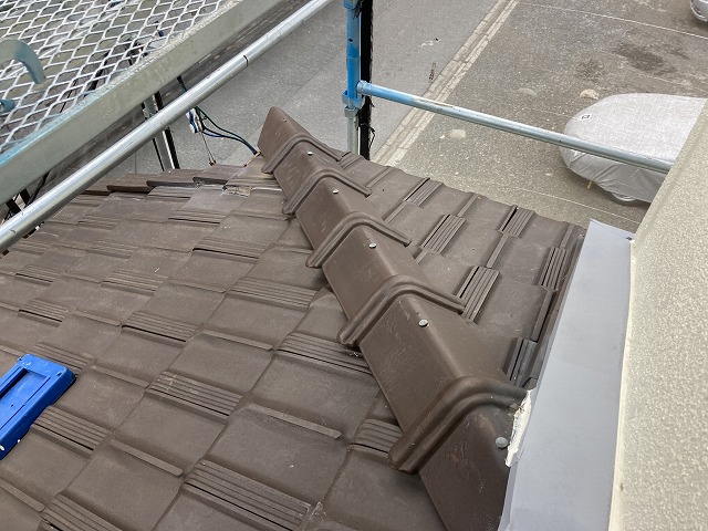 平板瓦の劣化状況確認